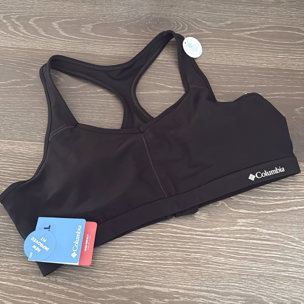NWT! COLUMBIA women’s black sports bra. High impact support. Size XL